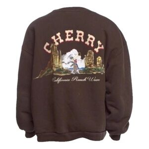 LIKE NEW CHERRY Los Angeles cowboy western chocolate brown sweater size large